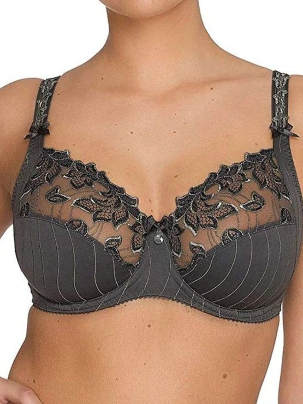 Prima Donna Primadonna Bra Womens Size 30D Gray Deauville Lace Full Cup